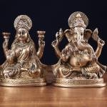 Pure Brass Ganesha Lakshmi Idol Set - 6" Height